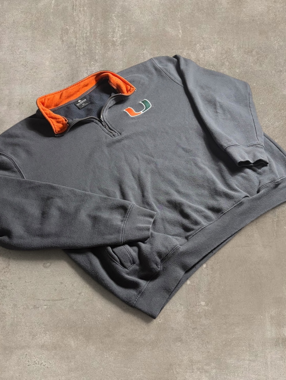 Colosseum Miami Hurricanes Quarter Zip Fleece Sweatshirt Mens XL